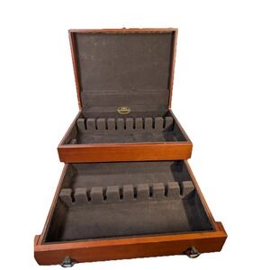 Vintage Eureka Mfg Co Wooden Cutlery Silverware Chest Box Organizer Made in USA